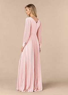 Azazie Zina Mother of the Bride Dresses Blushing Pink A-Line Pleated Chiffon Dress image3