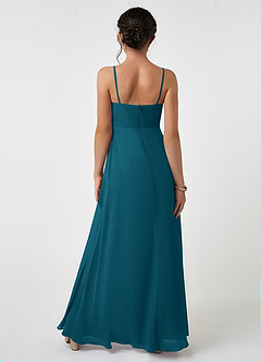 Azazie Collette Junior Ink Blue A-Line Ruched Chiffon Dress image2