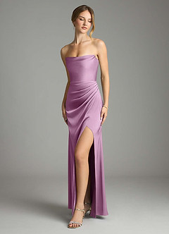 Azazie Leonis Bridesmaid Dresses Wisteria Mermaid Pleated Stretch Satin Convertible Dress image1