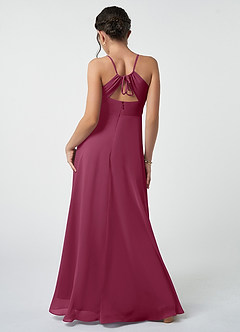 Azazie Avelina Junior Mulberry A-Line Pleated Chiffon Dress image3