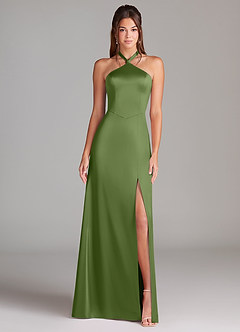 Azazie Elliana Bridesmaid Dresses Juniper A-Line Side Slit Stretch Satin Dress image5