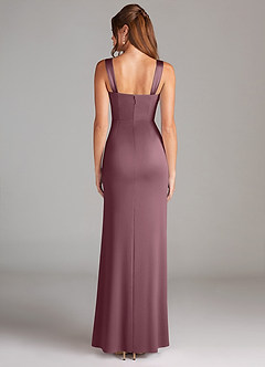 Azazie Denice Bridesmaid Dresses Amethyst Sheath Pleated Stretch Satin Dress image2