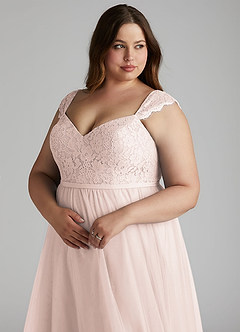 Azazie Luxi Bridesmaid Dresses Rose Petal A-Line Pleated Tulle Dress image7