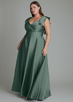 Azazie Leilani Brautjungfernkleider A-Linie Gestreift Stretch-Satin Kleid Seemoos image6
