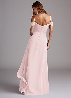 Azazie Marley Robes de demoiselle d'honneur Robe Trapèze Convertible en Mousseline de soie Épaule décolletée Rose Pâle image7