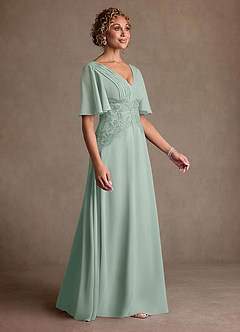 Azazie Milliat Mother of the Bride Dresses Agave A-Line Lace Chiffon Dress image2