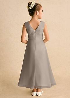 Azazie Edelweiss Abiti da Ragazza di Fiori Abito A-Line in Chiffon Plissettato Taupe image6