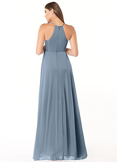 Azazie Annabelle Maternity Bridesmaid Dresses A-Line V-Neck Pleated Mesh Floor-Length Dress image2