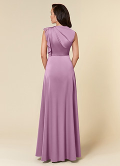 Azazie Narine Mother of the Bride Dresses Wisteria A-Line High Neckline Pleated Stretch Satin Dress image5