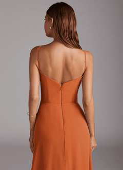 Azazie Marley Bridesmaid Dresses Cinnamon A-Line Off the Shoulder Chiffon Convertible Dress image10
