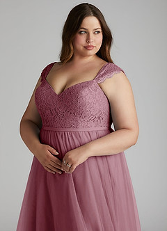 Azazie Luxi Bridesmaid Dresses Vintage Mauve A-Line Pleated Tulle Dress image7