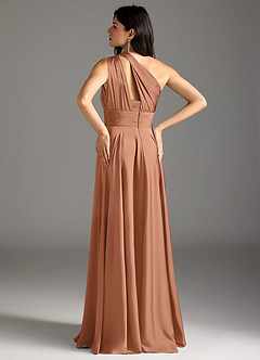 Azazie Charlize Bridesmaid Dresses Bronzer A-Line One Shoulder Stretch Satin Dress image6
