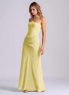 Azazie Debby Bridesmaid Dresses Lemon Sorbet Mermaid Strapless Chiffon Dress image3