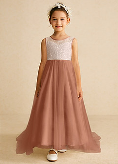 Azazie Tay Flower Girl Dresses Bronzer A-Line Sequins Tulle Dress image1
