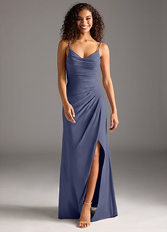Azazie Deandra Bridesmaid Dresses Stormy Mermaid Pleated Chiffon Dress image5