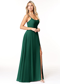 Azazie Moira Bridesmaid Dresses Emerald A-Line Scoop Chiffon Dress image4