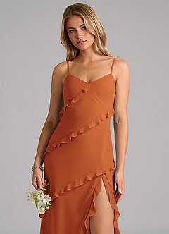 Azazie Nancie Bridesmaid Dresses Cinnamon Mermaid Ruched Chiffon Dress image7