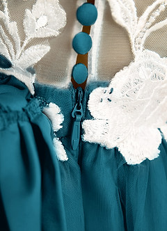 Azazie Sundae Robe Demoiselle D'honneur Fillette Robe Princesse en Dentelle Bleu Encre image8