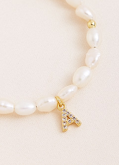 front Initial Letter Bead Pearl Bracelet