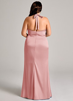 Azazie Valerie Brudtärnklänningar Klä av Sjöjungfru i Stretch Satin Plisserad Puderrosa image12