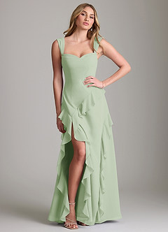 Azazie Sloane Bridesmaid Dresses Dusty Sage A-Line Sweetheart Neckline Chiffon Dress image3