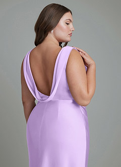 Azazie Kieryn Bridesmaid Dresses Lilac Mermaid Pleated Stretch Satin Dress image14