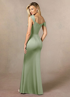 Azazie Laramie Mother of the Bride Dresses Dusty Sage Mermaid Pleated Stretch Satin Dress image3