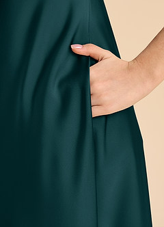 Azazie Sissy Junior Linia A Zza ramienia Satyna elastyczna Długość podłogi Młodsza druhna Sukienka image7