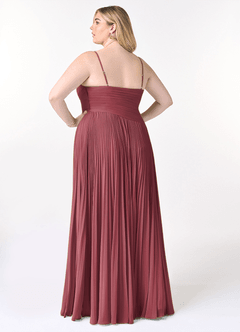 Azazie Vini Bridesmaid Dresses Merlot A-Line V-Neck Pleated Chiffon Dress image8