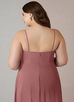 Azazie Emerald Bridesmaid Dresses Desert Rose A-Line Ruffled Chiffon Dress image10