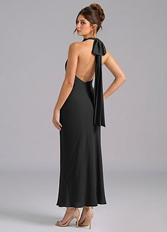 Azazie Velli 신부 들러리 드레스 인어 하이넥 쉬폰 발목 길이 드레스 image6