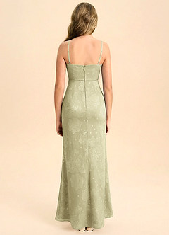 Azazie Buzzy Junior Formal Robe Sirène en Blumen-Burnout Rayé Feuille De Céladon à Fleurs image2