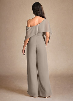 Azazie Halima Abiti per la Madre della Sposa Abito Tuta Pantaloni in Chiffon Spacco Laterale Taupe image3