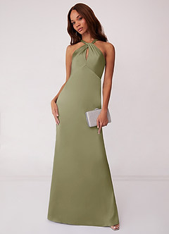 Barbie ♥ Azazie Bridesmaid Dresses Pistachio Sheath Stretch Satin Dress image1