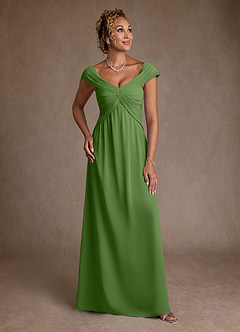 Azazie Myrtle Kleider für die Brautmutter A-Linie Plissee Chiffon Kleid Basilikum image1