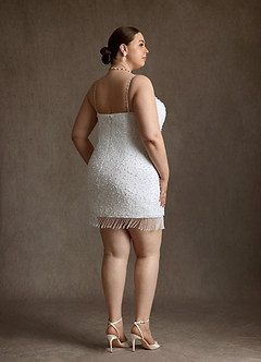 Azazie Zinca Vestidos de novia Vestido Diamante Blanco de Cuentas de Corte Recto con Escote corazón image7