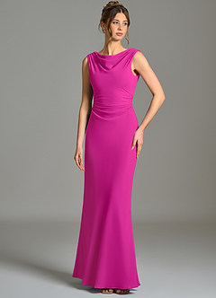Azazie Kieryn Brautjungfernkleider Meerjungfrau-Linie Plissee Chiffon Kleid Fuchsia image1