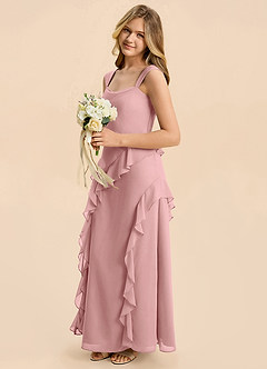 Azazie Sloane Junior A-Linie Herzausschnitt Chiffon Kleid Altrosa image5