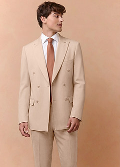 front Collins Bronceado Chaqueta cruzada de mezcla de lana