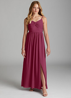 Azazie Zeya Junior Mulberry A-Line Chiffon Dress image3