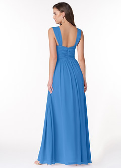 Azazie Zapheira Bridesmaid Dresses Blue Jay A-Line Ruched Chiffon Dress image2