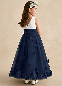 Azazie Vi Flower Girl Dresses Dark Navy A-Line Sleeveless Tulle Dress image3