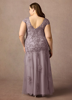Azazie Romy Mother of the Bride Dresses Dusk Mermaid V-Neck Sequins Tulle Dress image8