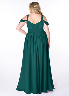 Azazie Lianne Bridesmaid Dresses Peacock A-Line Off the Shoulder Chiffon Dress image9