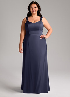 Azazie Denice Bridesmaid Dresses Stormy Sheath Pleated Stretch Satin Dress image8