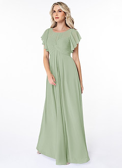 Azazie Lily Final Sale Empire Pleated Chiffon Floor-Length Dress image4
