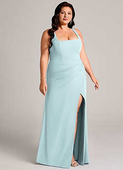 Azazie Mero Bridesmaid Dresses Mist Sheath Pleated Chiffon Dress image13
