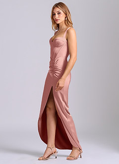Azazie Rhema Final Sale Rosette Sheath Sweetheart Neckline Stretch Satin Dress image3