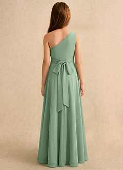 Azazie Puddles Girls Formal Abiti da Ragazza di Fiori Abito A-Line in Chiffon Monospalla Matcha image2