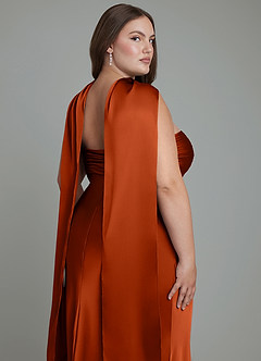 Azazie Saylor Jurken voor bruidsmeisjes Jurk van Stretch Satijn met Zeemeermin Strapless Paprika image19
